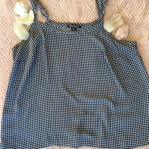 Roaman’s Navy Blue and White Gingham Tank Top
